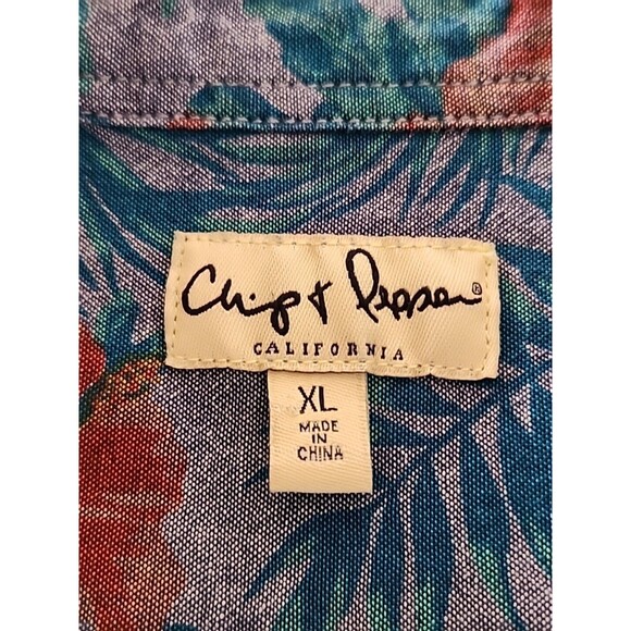 Chip & Pepper California XL Summer Aloha Hawaiian Button Blue Short Cotton - Picture 10 of 11